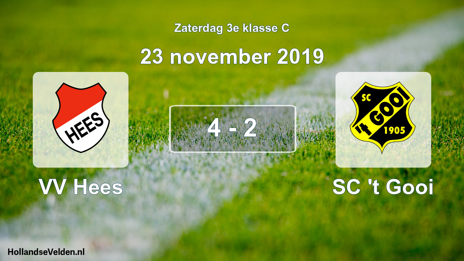 Total number of matches played: VV Hees - SC 't Gooi 4 - 2 (23 November 2019)