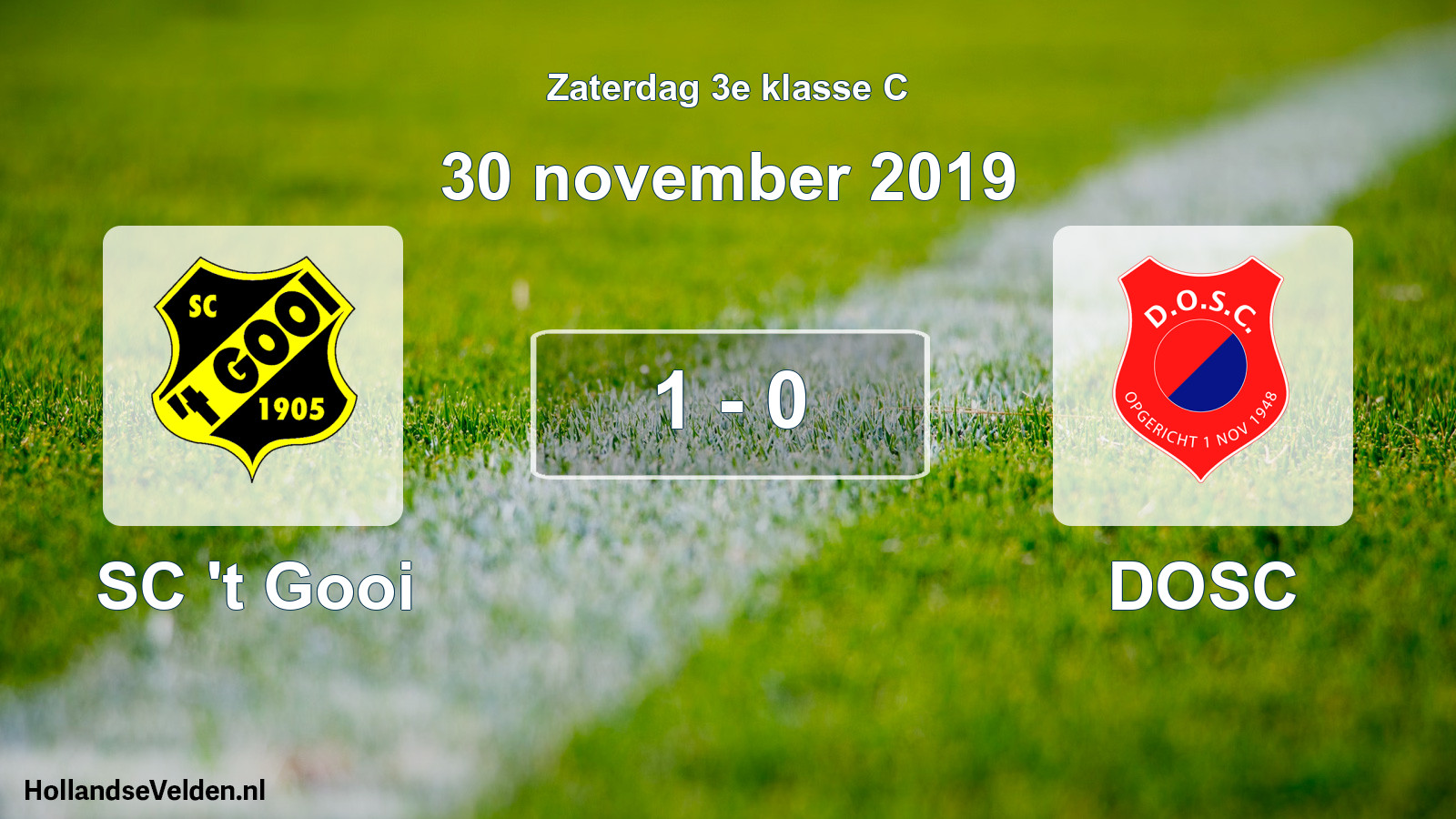Total number of matches played: SC 't Gooi - DOSC 1 - 0 (30 November 2019)