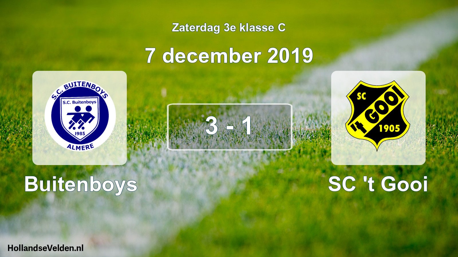 Total number of matches played: Buitenboys - SC 't Gooi 3 - 1 (7 December 2019)