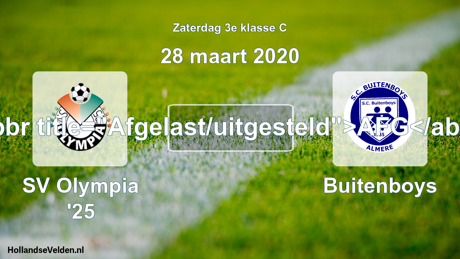 Scheduled Match: SV Olympia '25 - Buitenboys (28 March 2020)