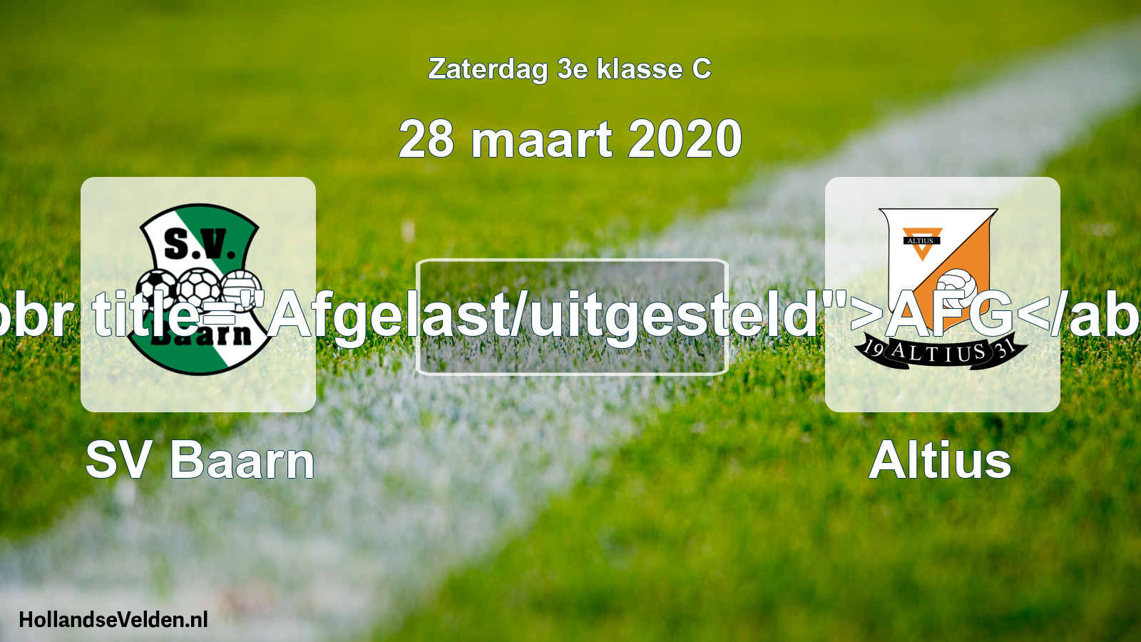 Scheduled Match: SV Baarn - Altius (28 March 2020)