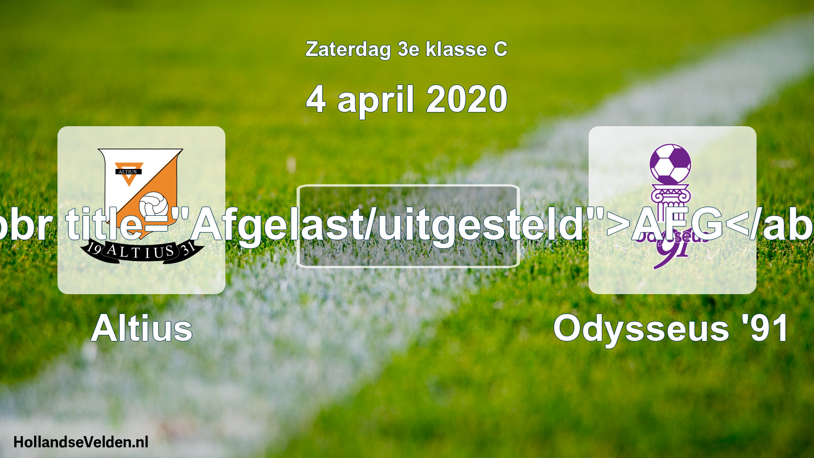 Scheduled Match: Altius - Odysseus '91 (4 April 2020)