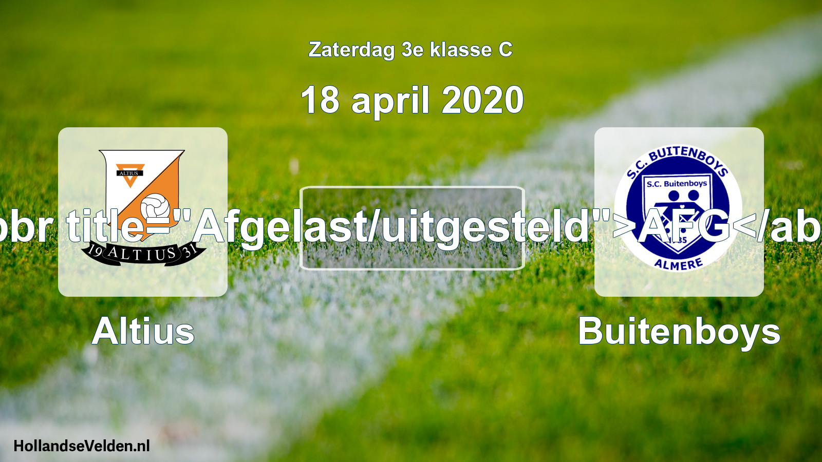 Scheduled Match: Altius - Buitenboys (18 April 2020)