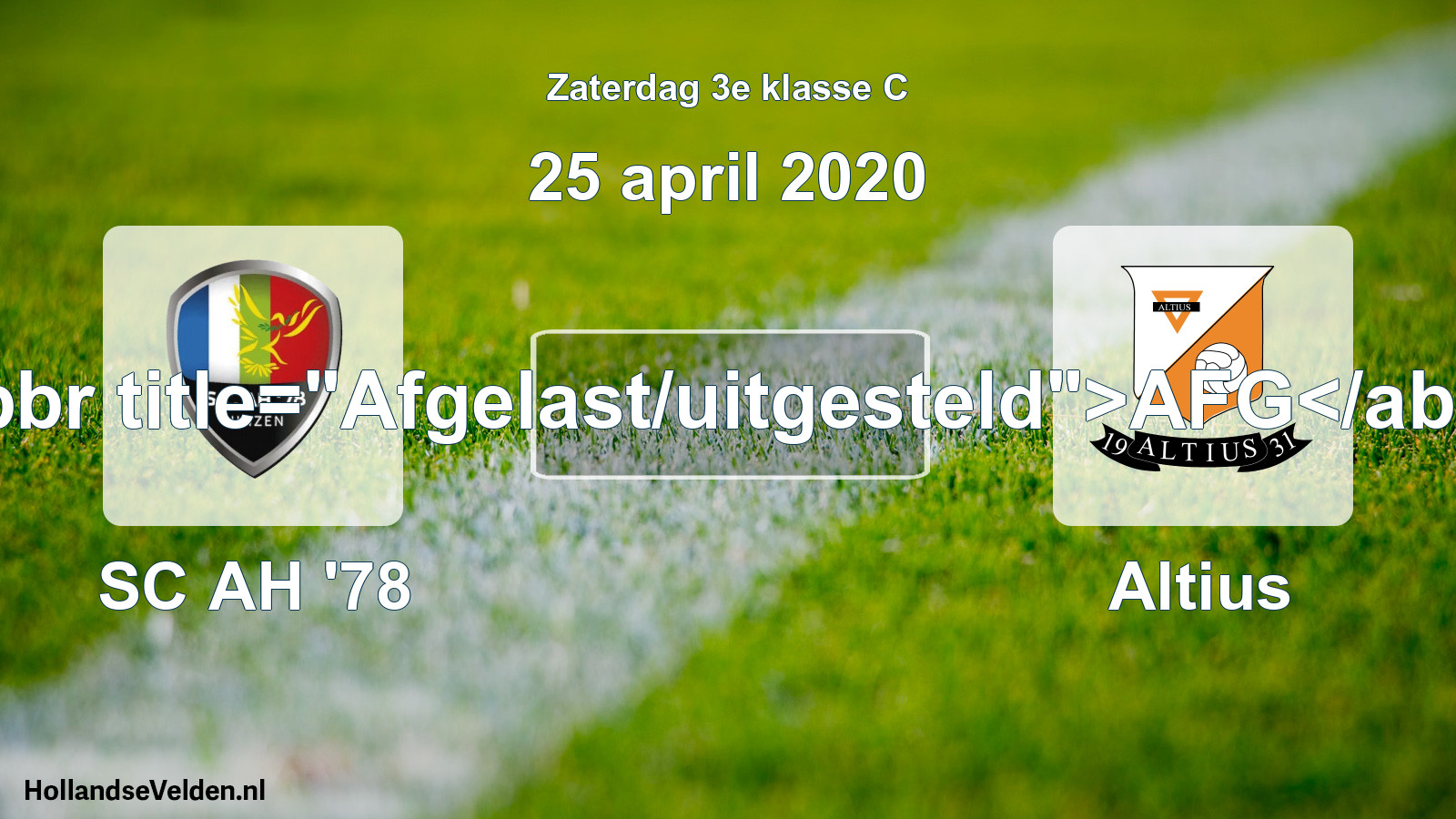 Scheduled Match: SC AH '78 - Altius (25 April 2020)