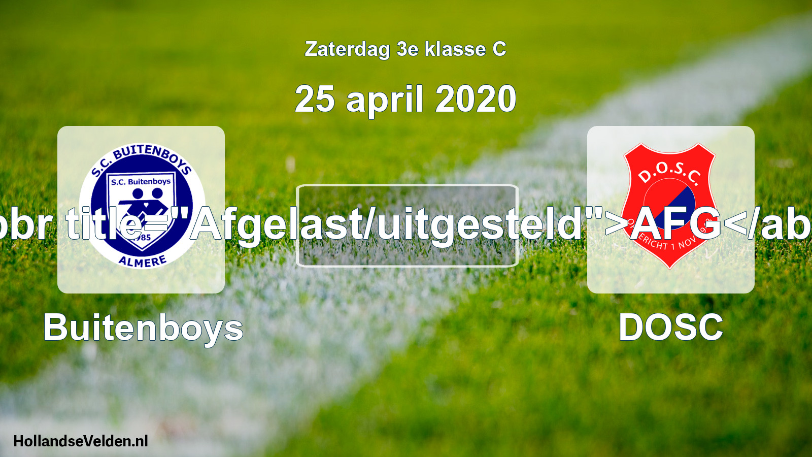 Scheduled Match: Buitenboys - DOSC (25 April 2020)