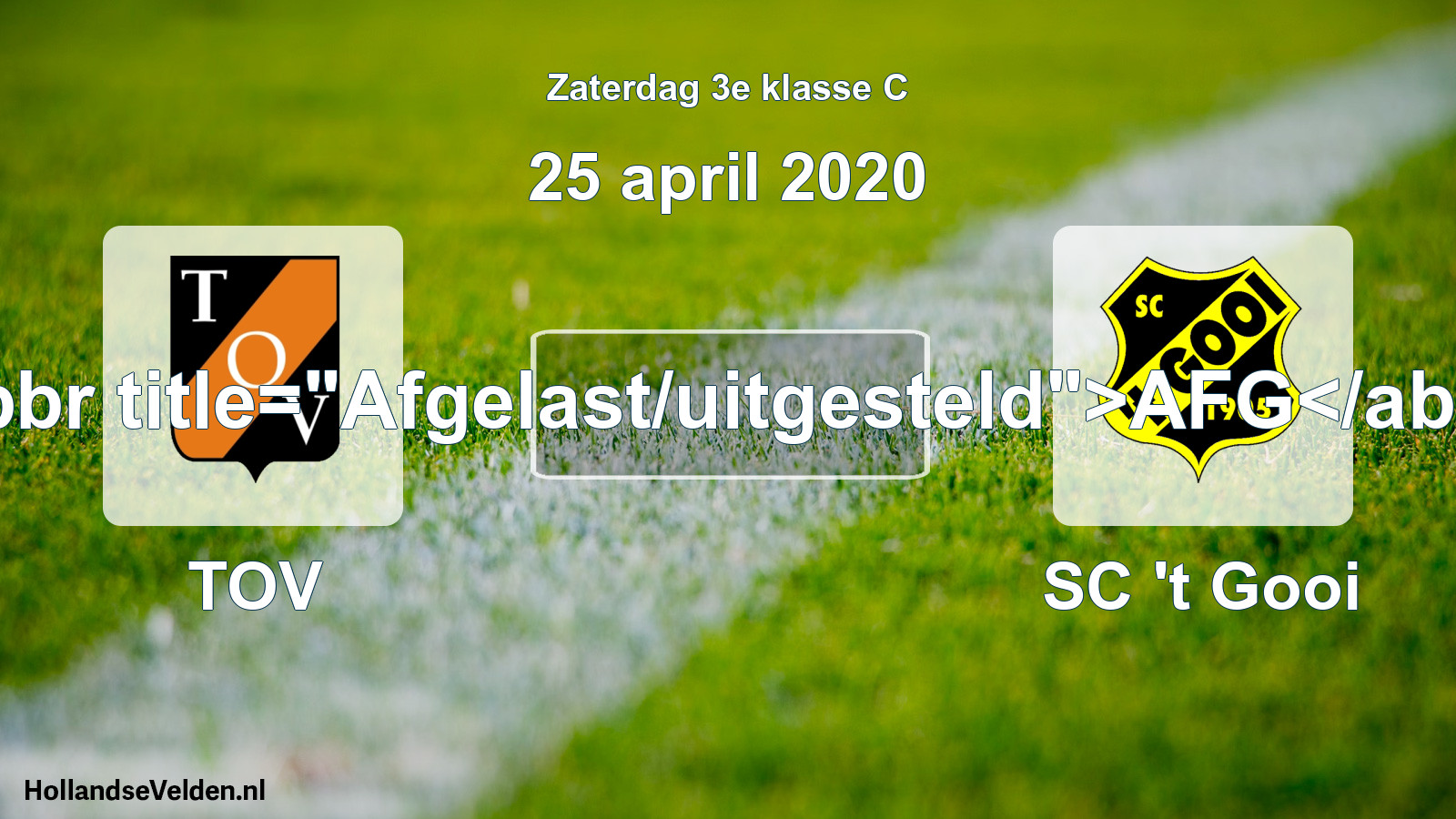 Scheduled Match: TOV - SC 't Gooi (25 April 2020)