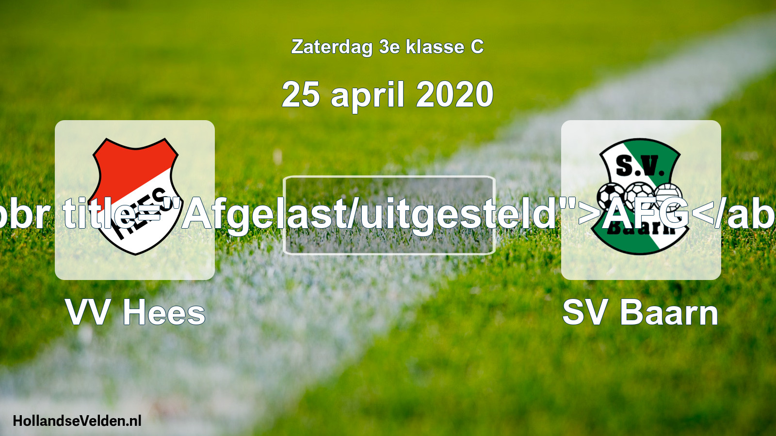 Scheduled Match: VV Hees - SV Baarn (25 April 2020)