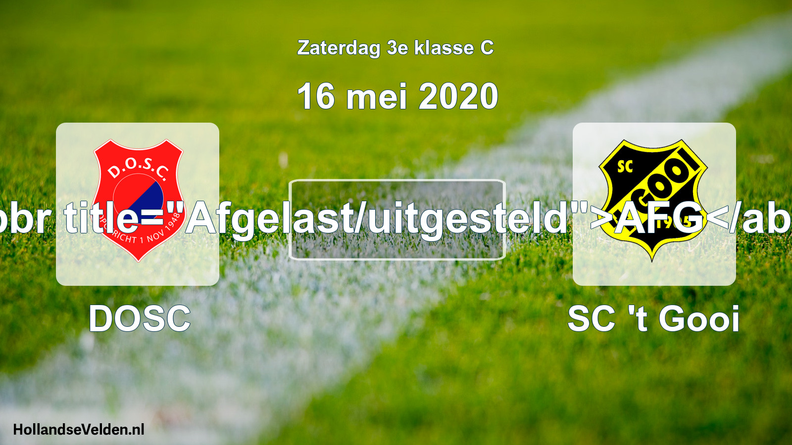 Scheduled Match: DOSC - SC 't Gooi (16 May 2020)