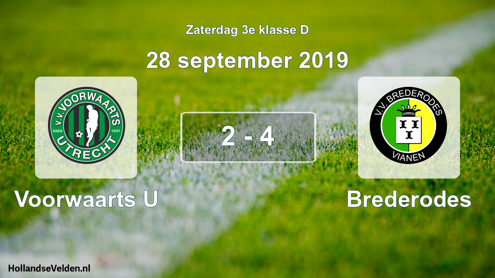 Total number of matches played: Voorwaarts U - Brederodes 2 - 4 (28 September 2019)