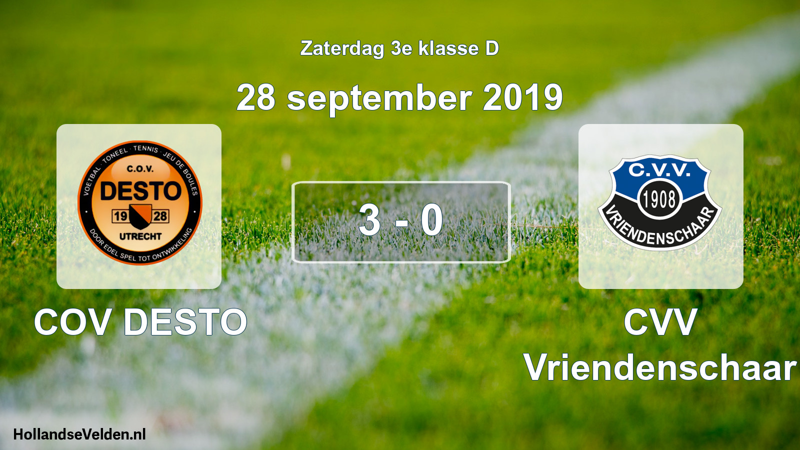 Total number of matches played: COV DESTO - CVV Vriendenschaar 3 - 0 (28 September 2019)