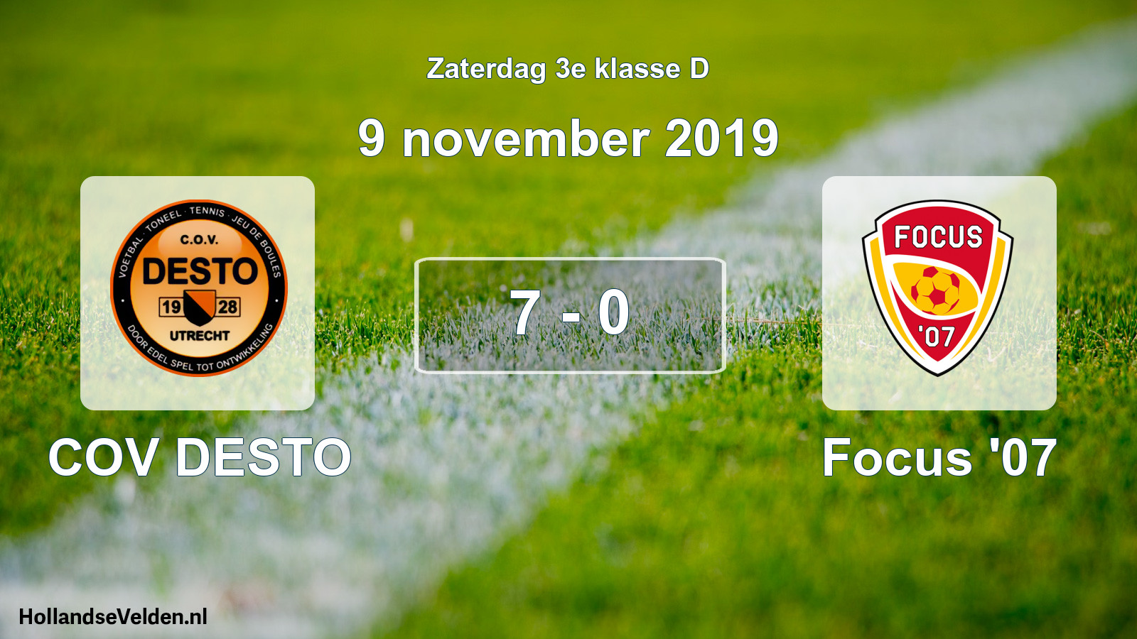 Total number of matches played: COV DESTO - Focus '07 7 - 0 (9 November 2019)