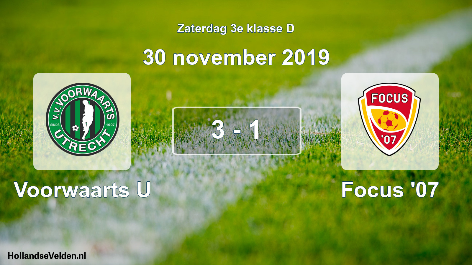 Total number of matches played: Voorwaarts U - Focus '07 3 - 1 (30 November 2019)