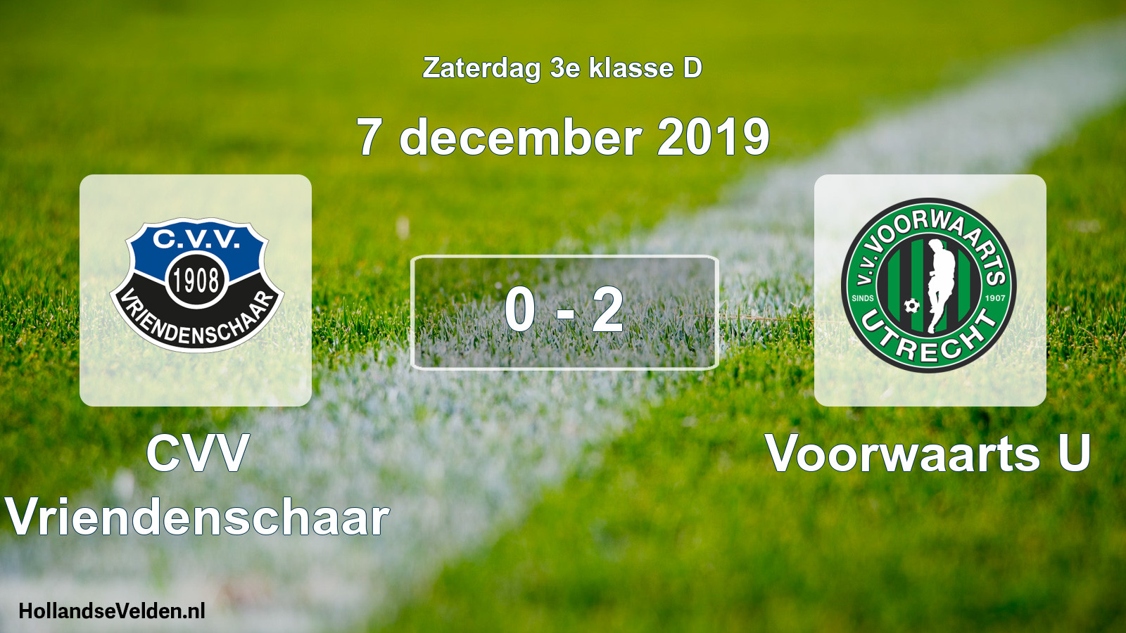 Total number of matches played: CVV Vriendenschaar - Voorwaarts U 0 - 2 (7 December 2019)