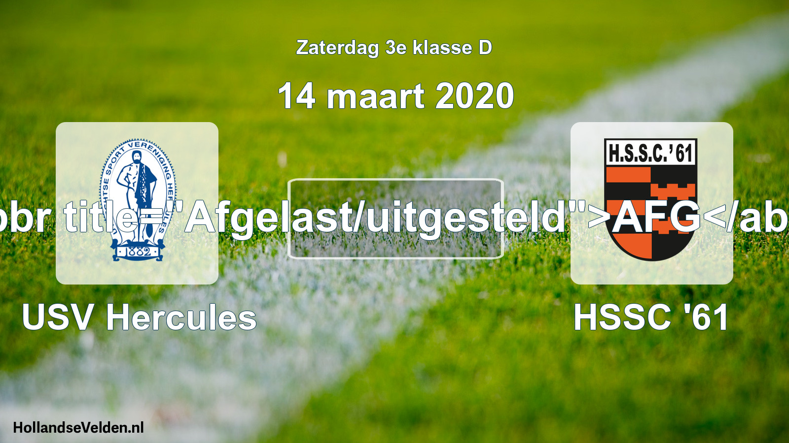 Scheduled Match: USV Hercules - HSSC '61 (14 March 2020)