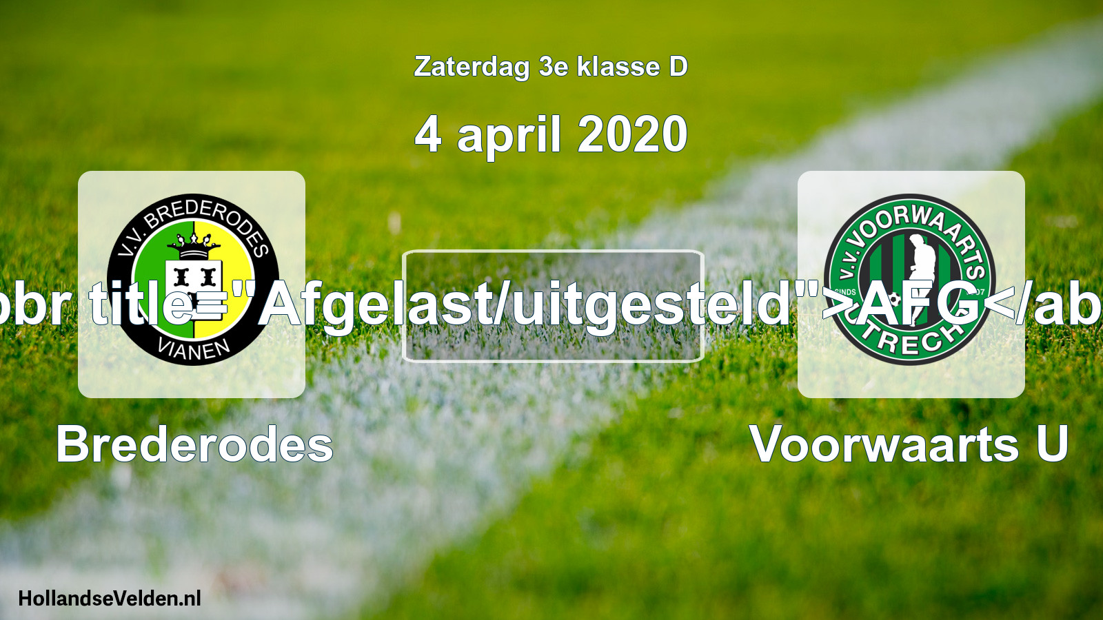 Scheduled Match: Brederodes - Voorwaarts U (4 April 2020)