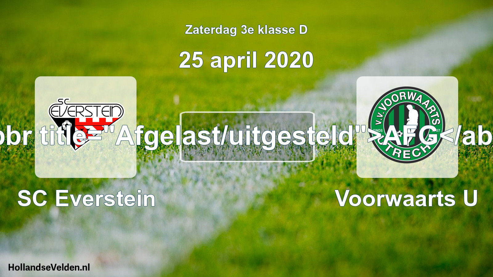 Scheduled Match: SC Everstein - Voorwaarts U (25 April 2020)