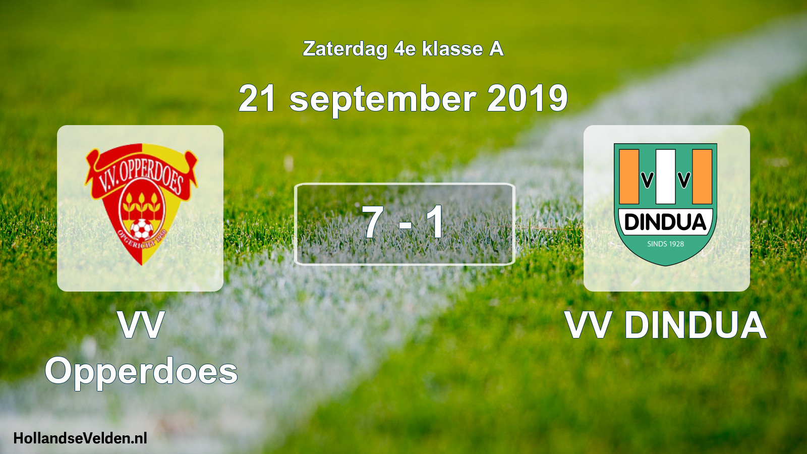 Total number of matches played: VV Opperdoes - VV DINDUA 7 - 1 (21 September 2019)