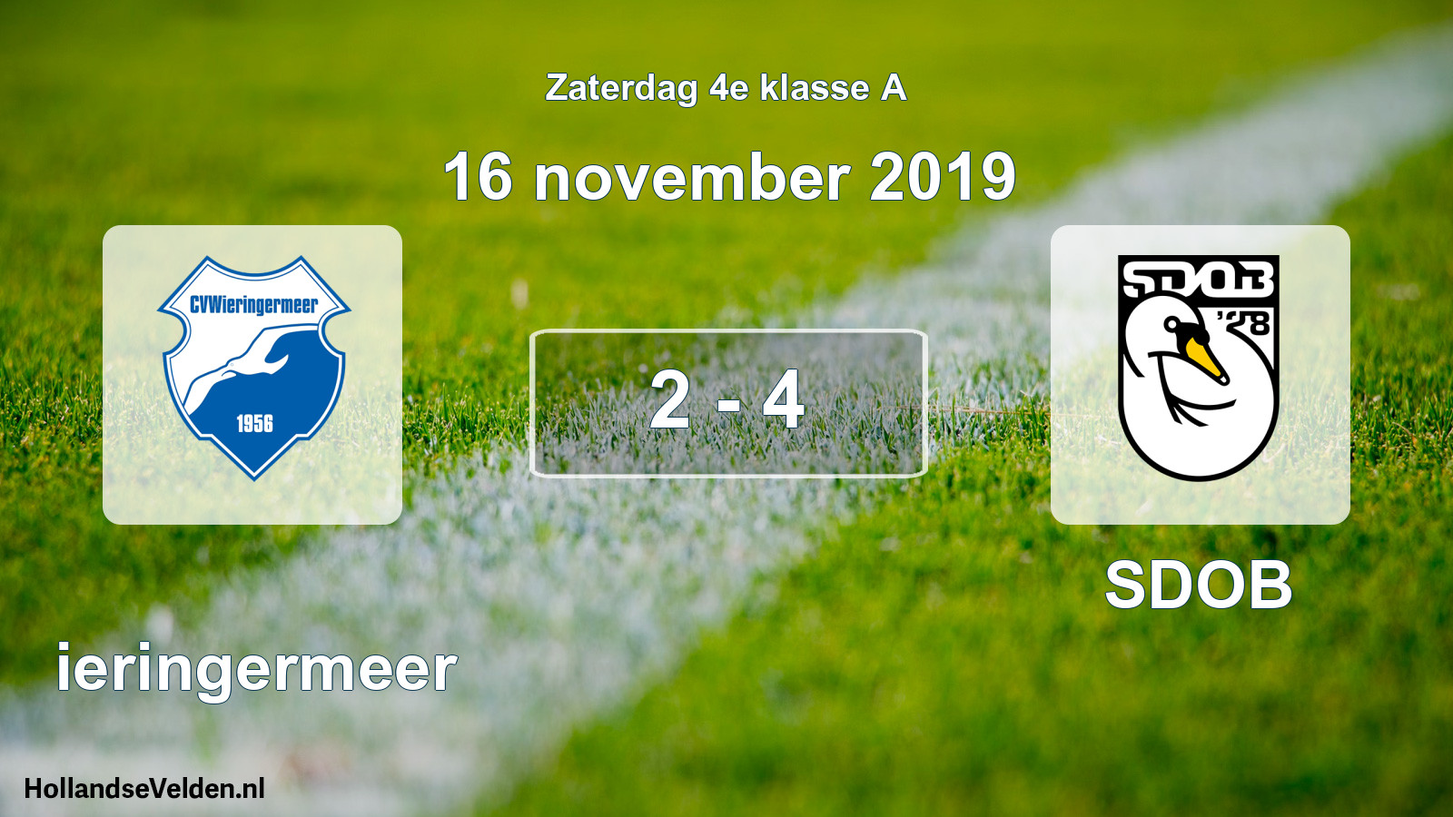 Total number of matches played: Wieringermeer - SDOB 2 - 4 (16 November 2019)
