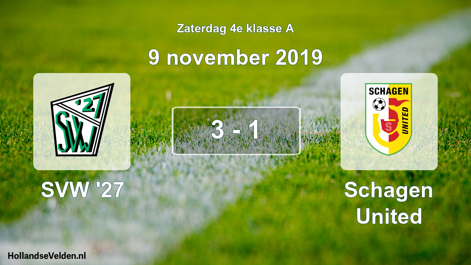Total number of matches played: SVW '27 - Schagen United 3 - 1 (9 November 2019)