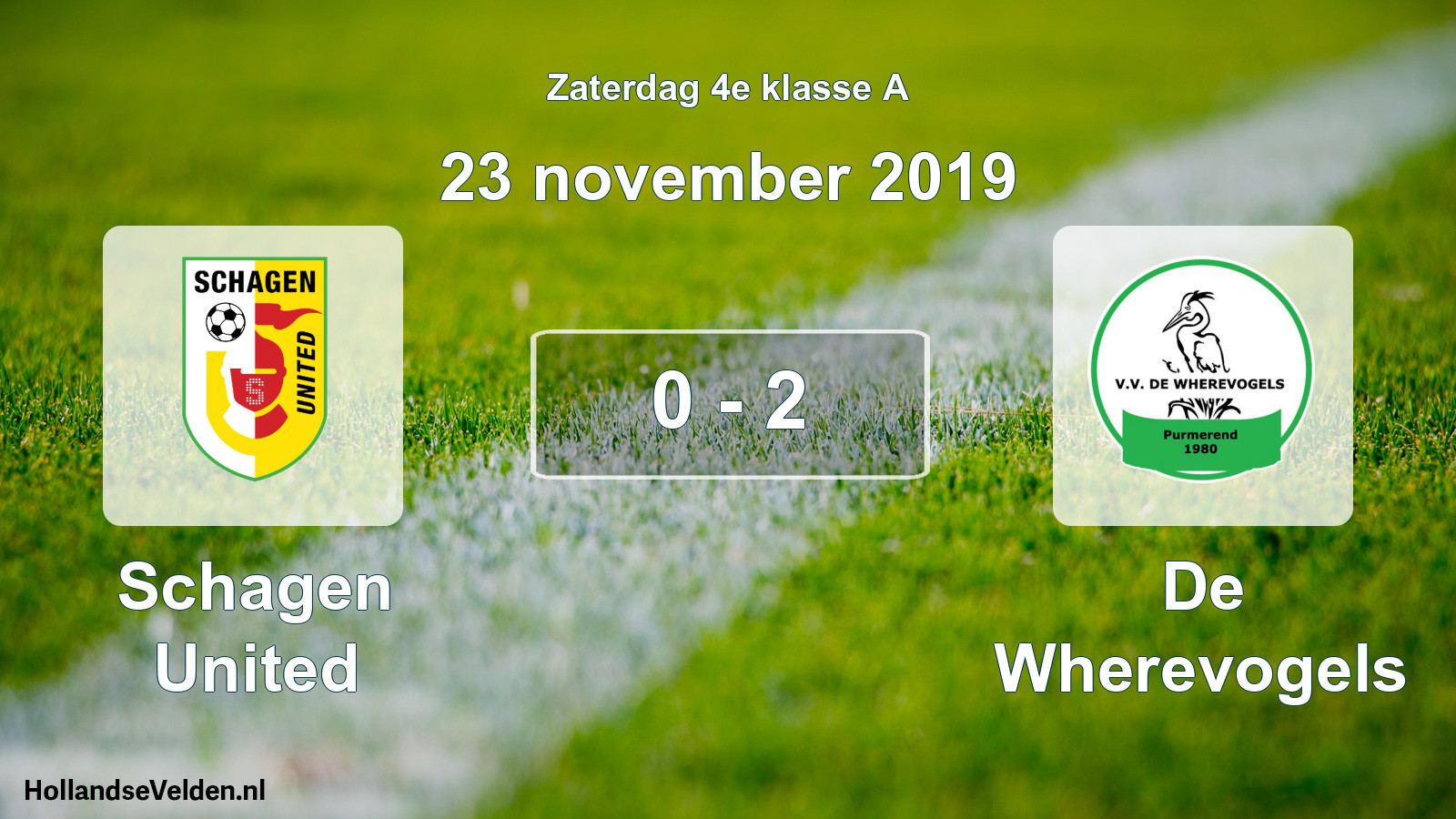Total number of matches played: Schagen United - De Wherevogels 0 - 2 (23 November 2019)