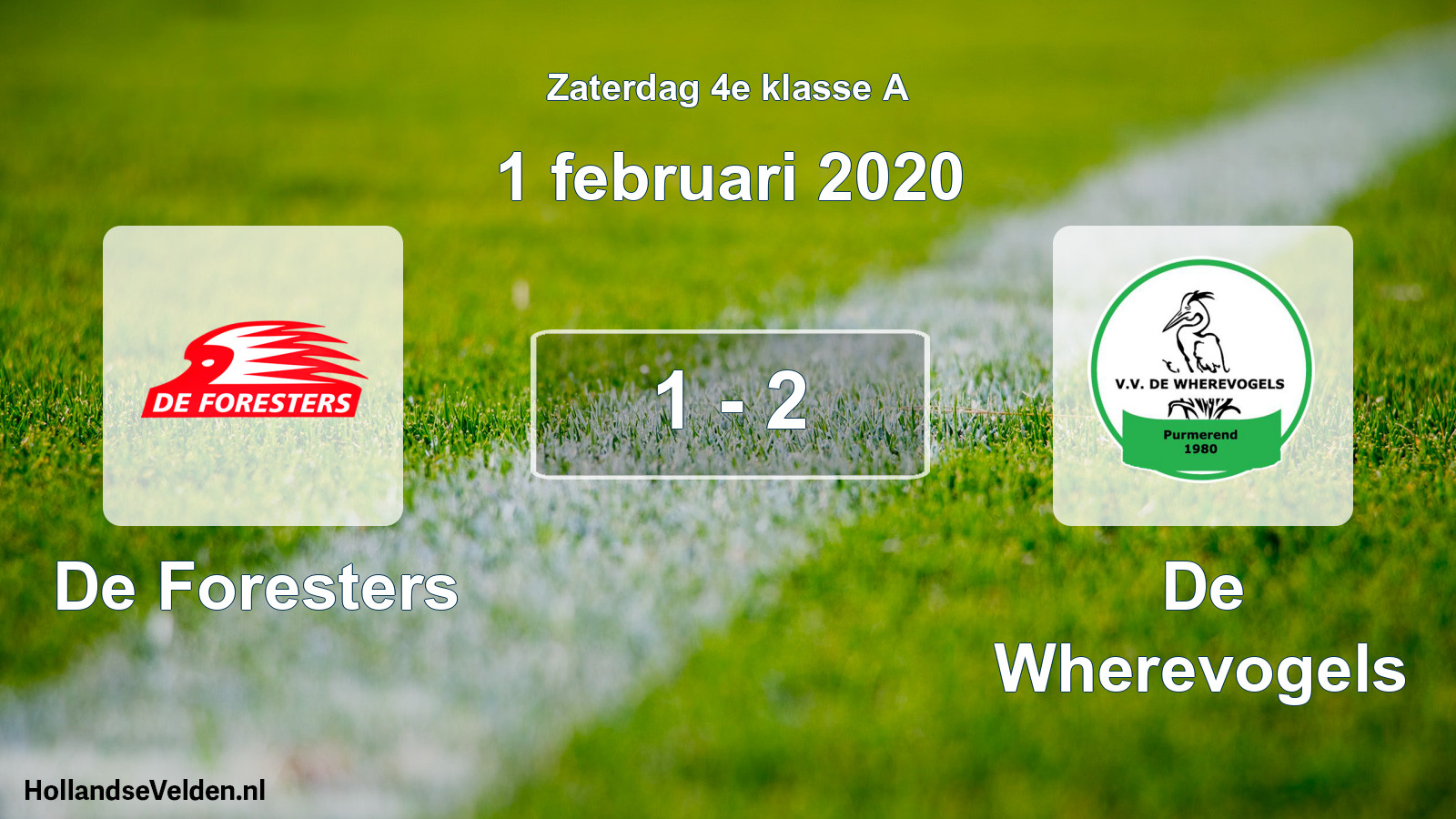 Total number of matches played: De Foresters - De Wherevogels 1 - 2 (1 February 2020)