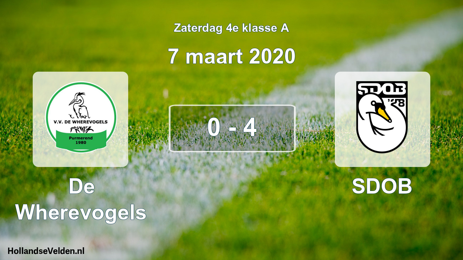 Total number of matches played: De Wherevogels - SDOB 0 - 4 (7 March 2020)
