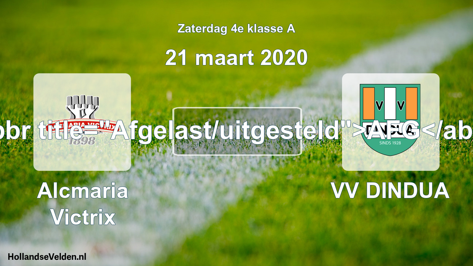 Scheduled Match: Alcmaria Victrix - VV DINDUA (21 March 2020)