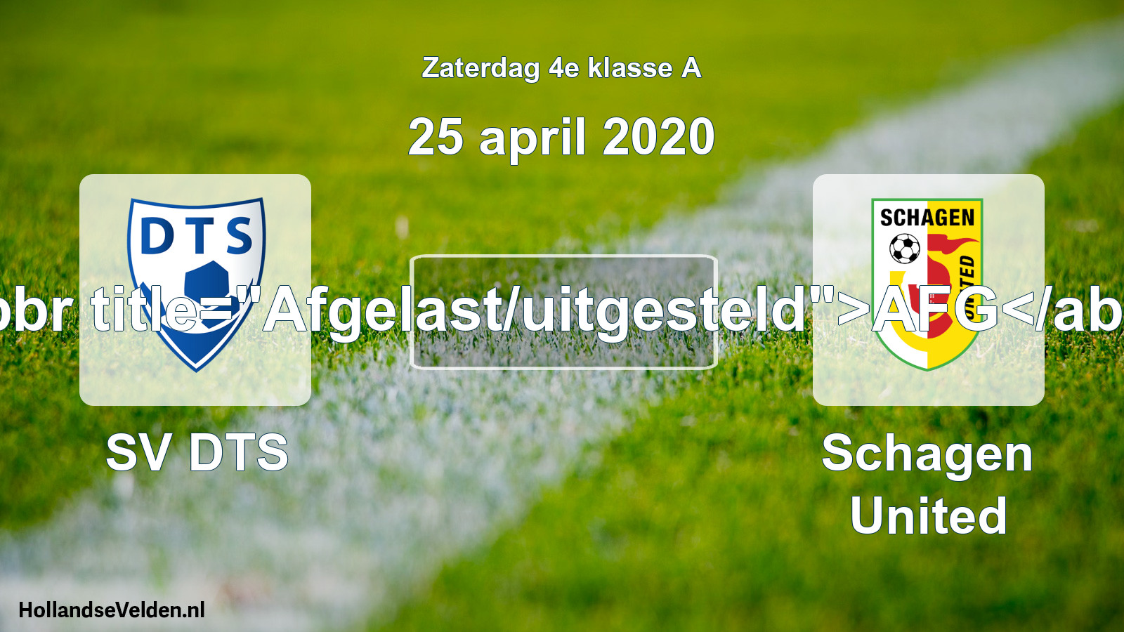 Scheduled Match: SV DTS - Schagen United (25 April 2020)