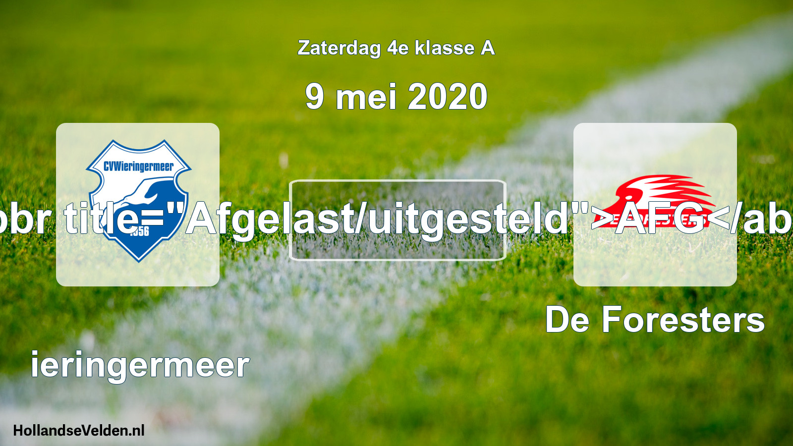Scheduled Match: Wieringermeer - De Foresters (9 May 2020)