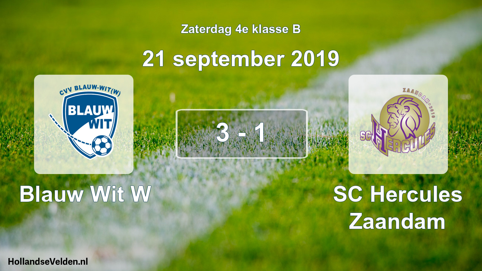 Total number of matches played: Blauw Wit W - SC Hercules Zaandam 3 - 1 (21 September 2019)