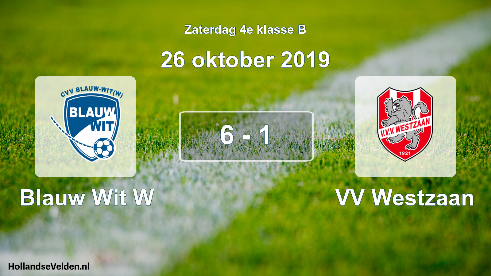Total number of matches played: Blauw Wit W - VV Westzaan 6 - 1 (26 October 2019)