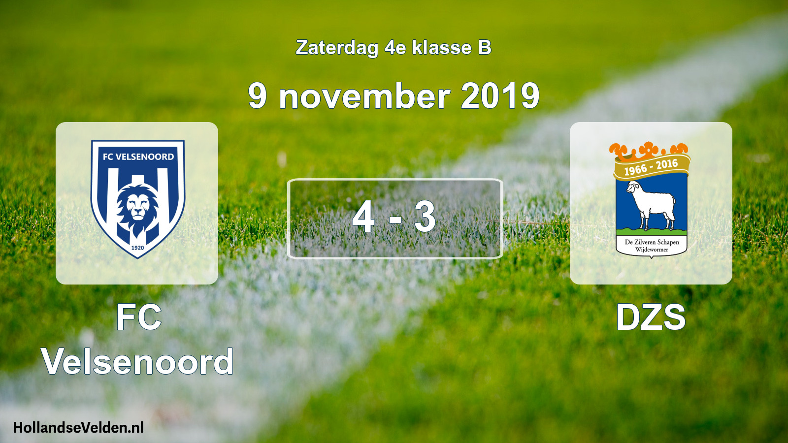 Total number of matches played: FC Velsenoord - DZS 4 - 3 (9 November 2019)