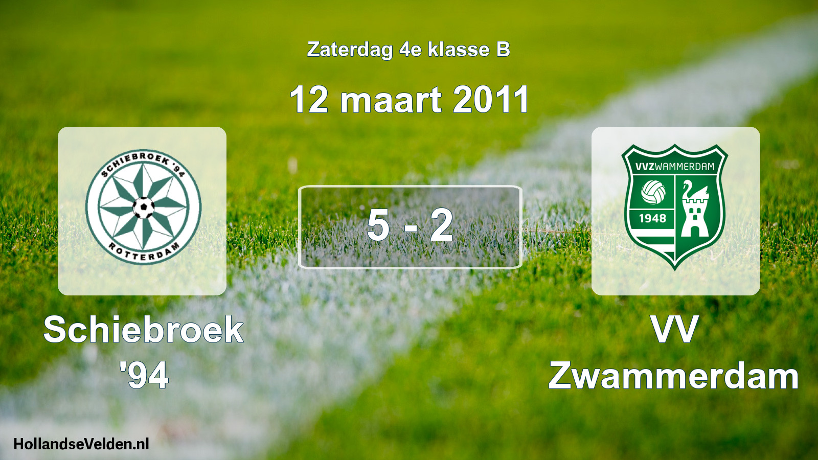 Total number of matches played: Schiebroek '94 - VV Zwammerdam 5 - 2 (12 March 2011)
