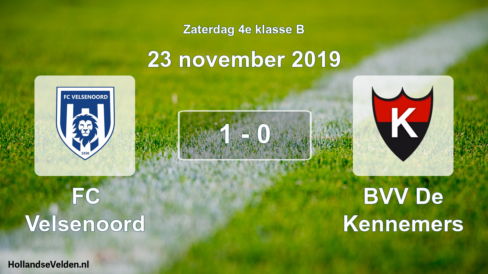 Total number of matches played: FC Velsenoord - BVV De Kennemers 1 - 0 (23 November 2019)