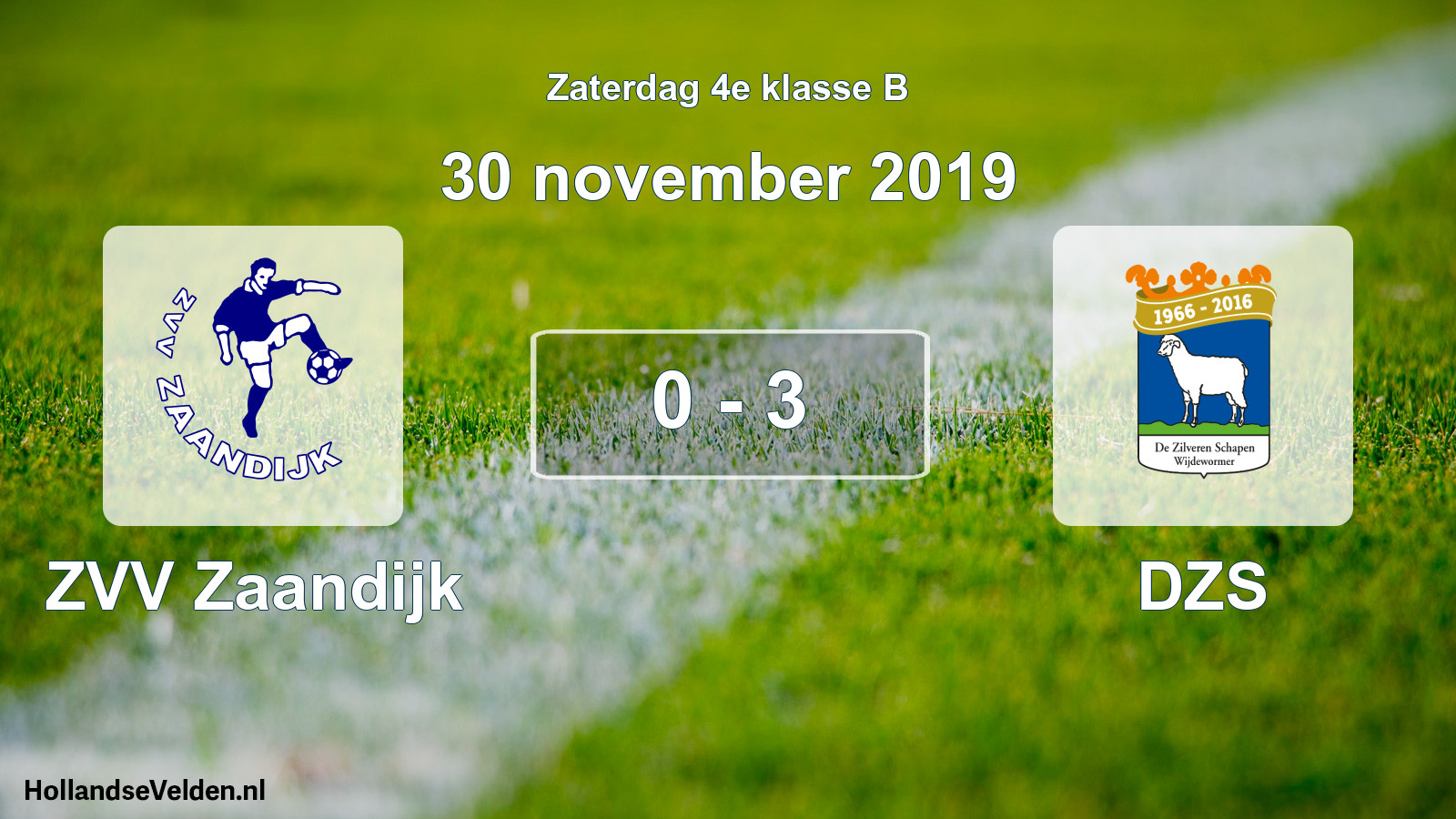 Total number of matches played: ZVV Zaandijk - DZS 0 - 3 (30 November 2019)