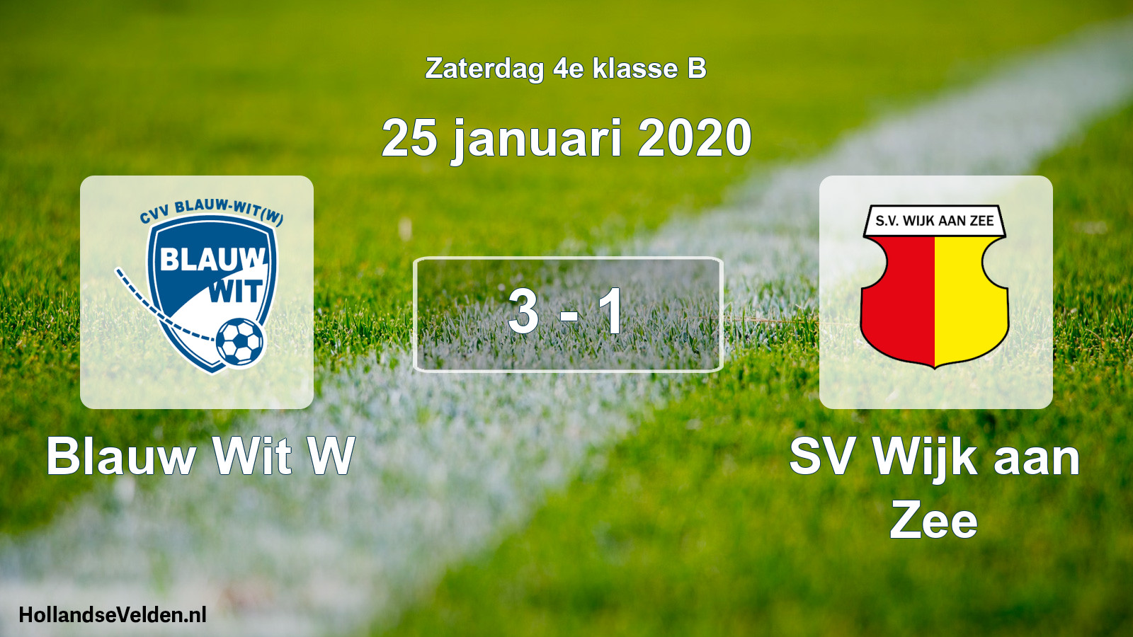 Total number of matches played: Blauw Wit W - SV Wijk aan Zee 3 - 1 (25 January 2020)