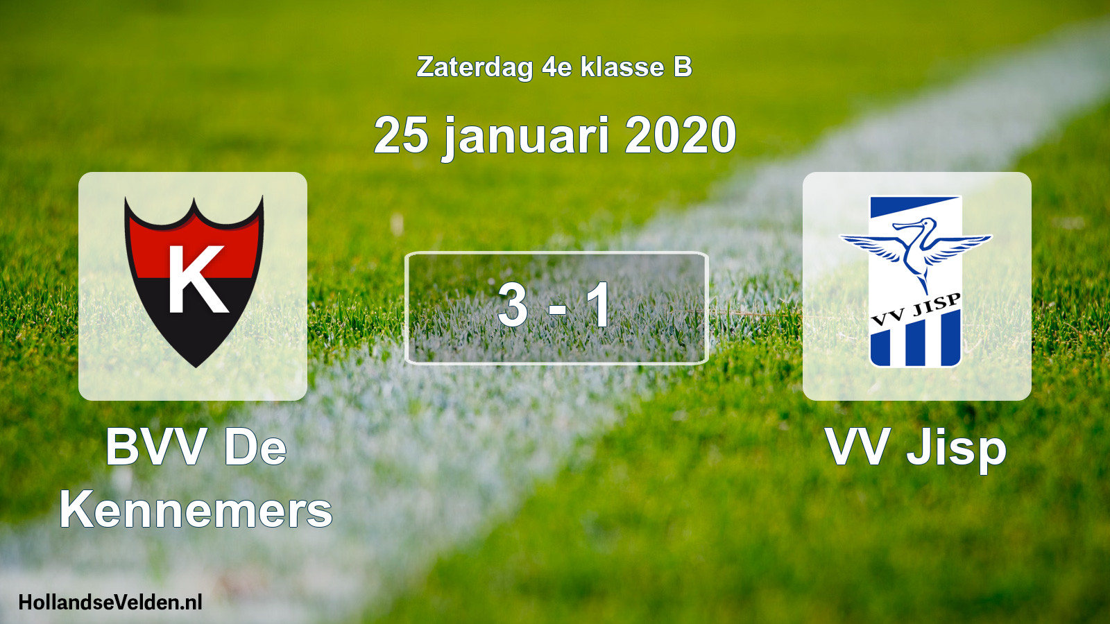 Total number of matches played: BVV De Kennemers - VV Jisp 3 - 1 (25 January 2020)
