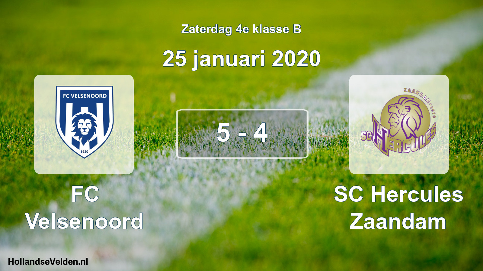 Total number of matches played: FC Velsenoord - SC Hercules Zaandam 5 - 4 (25 January 2020)