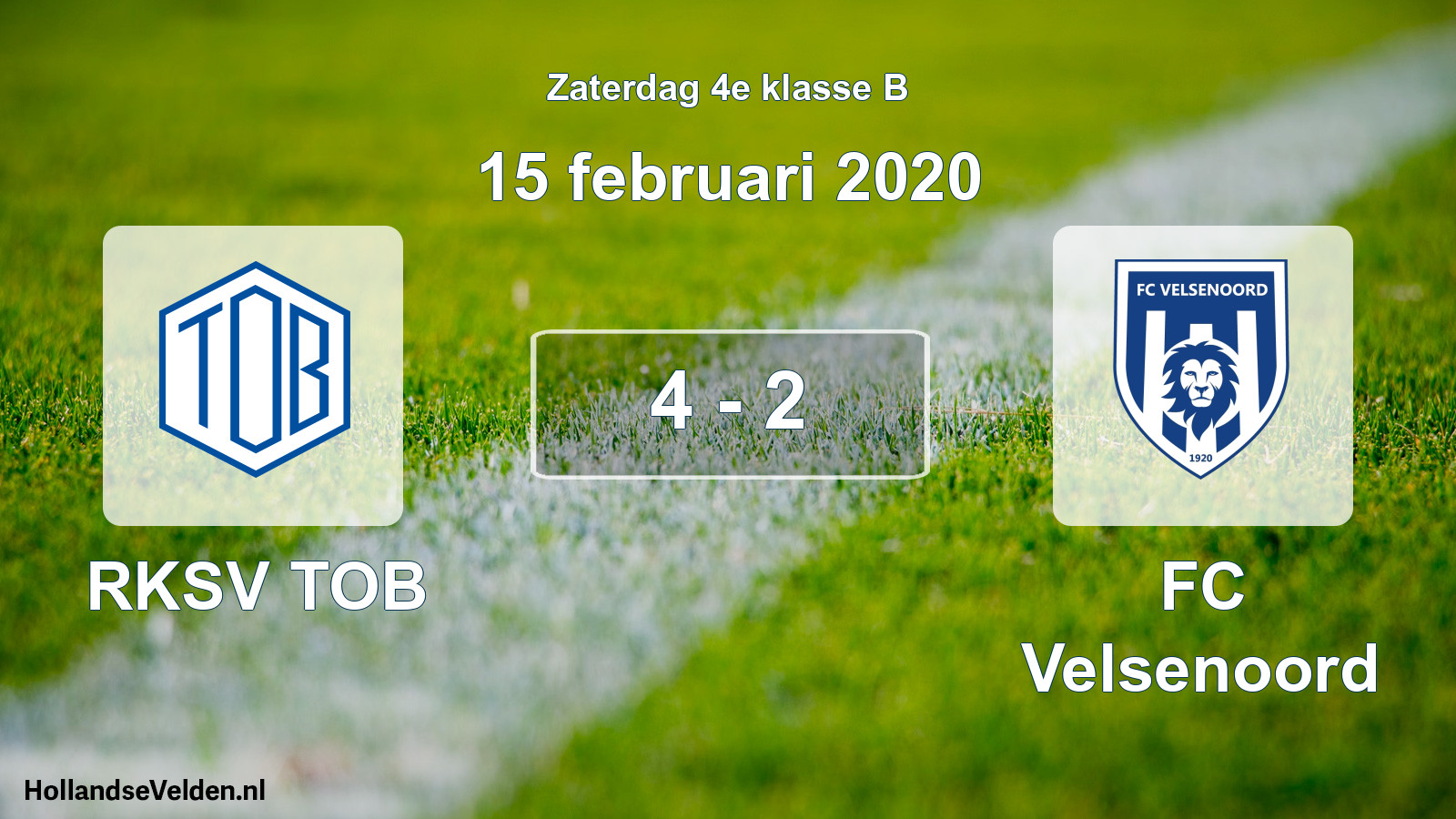 Total number of matches played: RKSV TOB - FC Velsenoord 4 - 2 (15 February 2020)