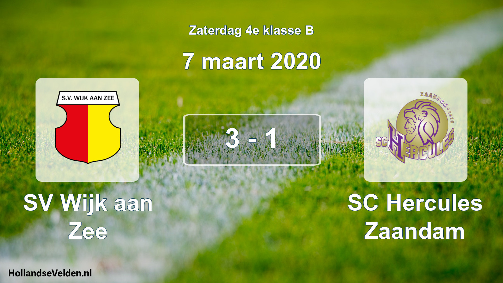 Total number of matches played: SV Wijk aan Zee - SC Hercules Zaandam 3 - 1 (7 March 2020)