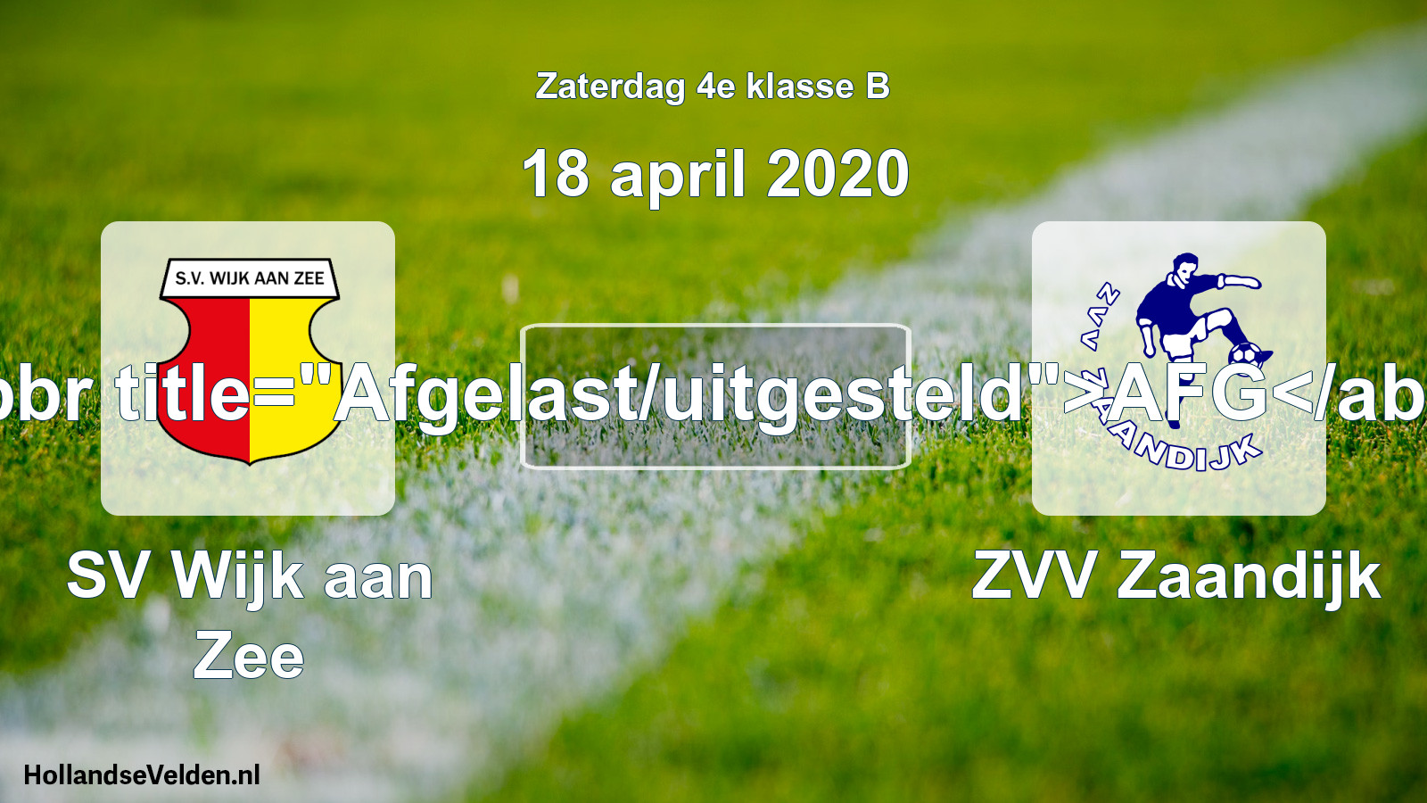 Scheduled Match: SV Wijk aan Zee - ZVV Zaandijk (18 April 2020)