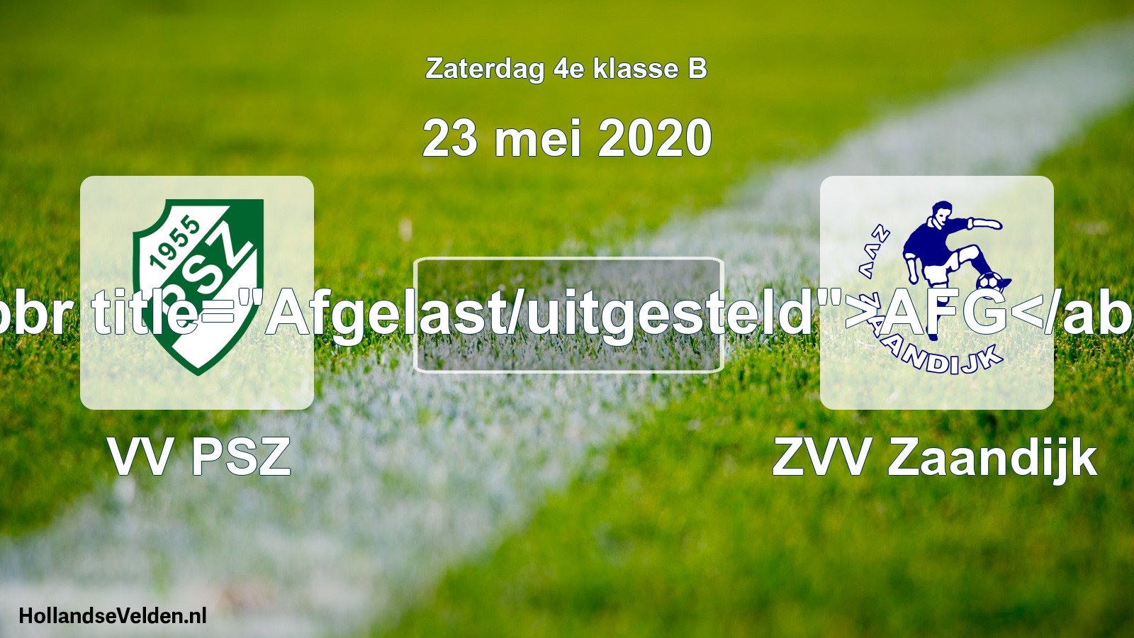 Scheduled Match: VV PSZ - ZVV Zaandijk (23 May 2020)