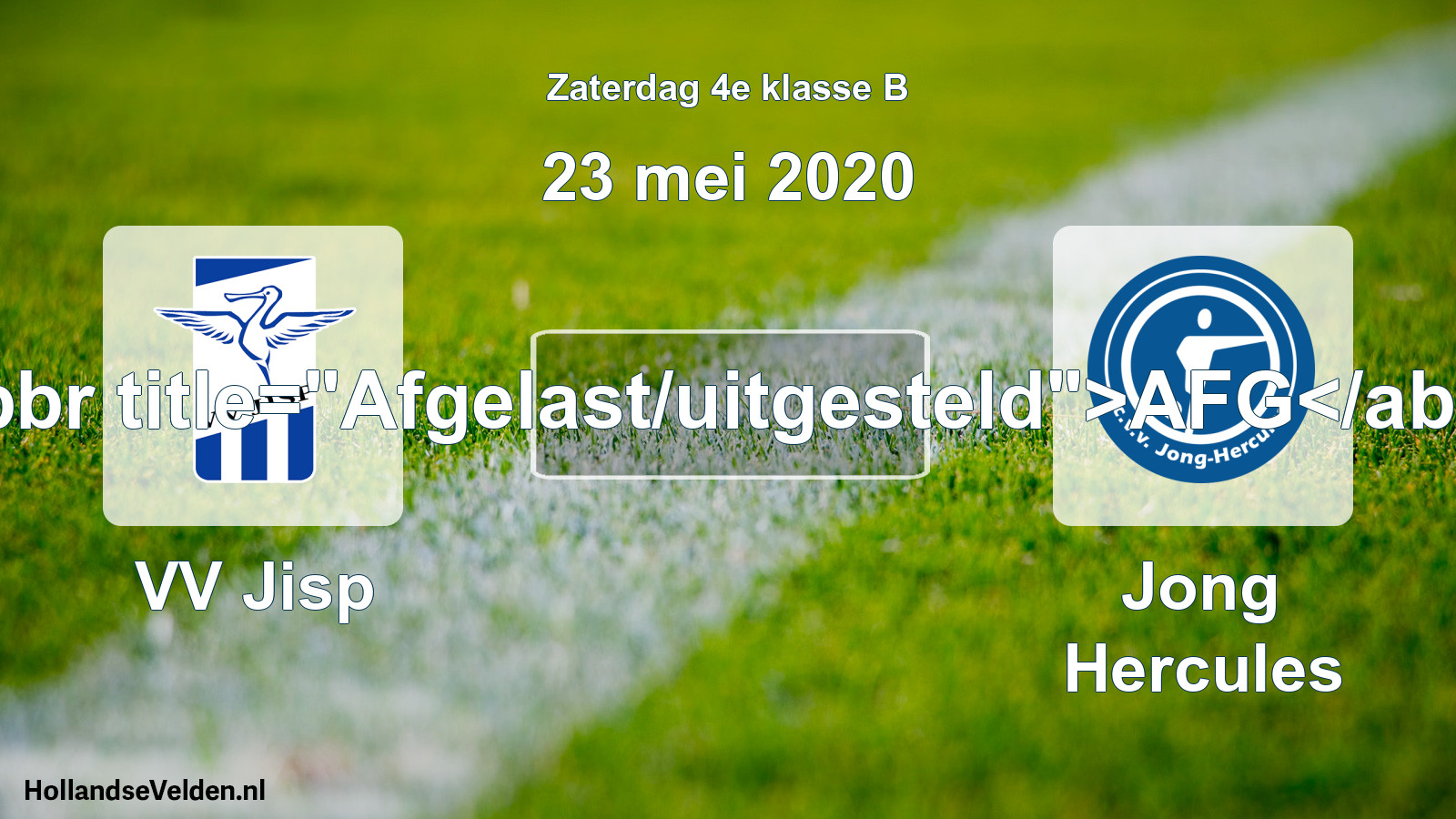 Scheduled Match: VV Jisp - Jong Hercules (23 May 2020)