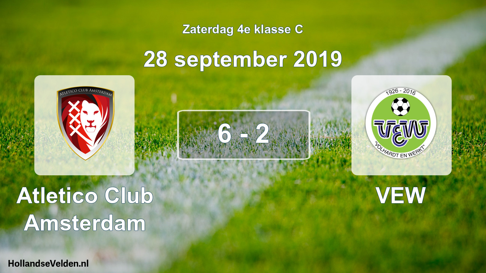 Total number of matches played: Atletico Club Amsterdam - VEW 6 - 2 (28 September 2019)