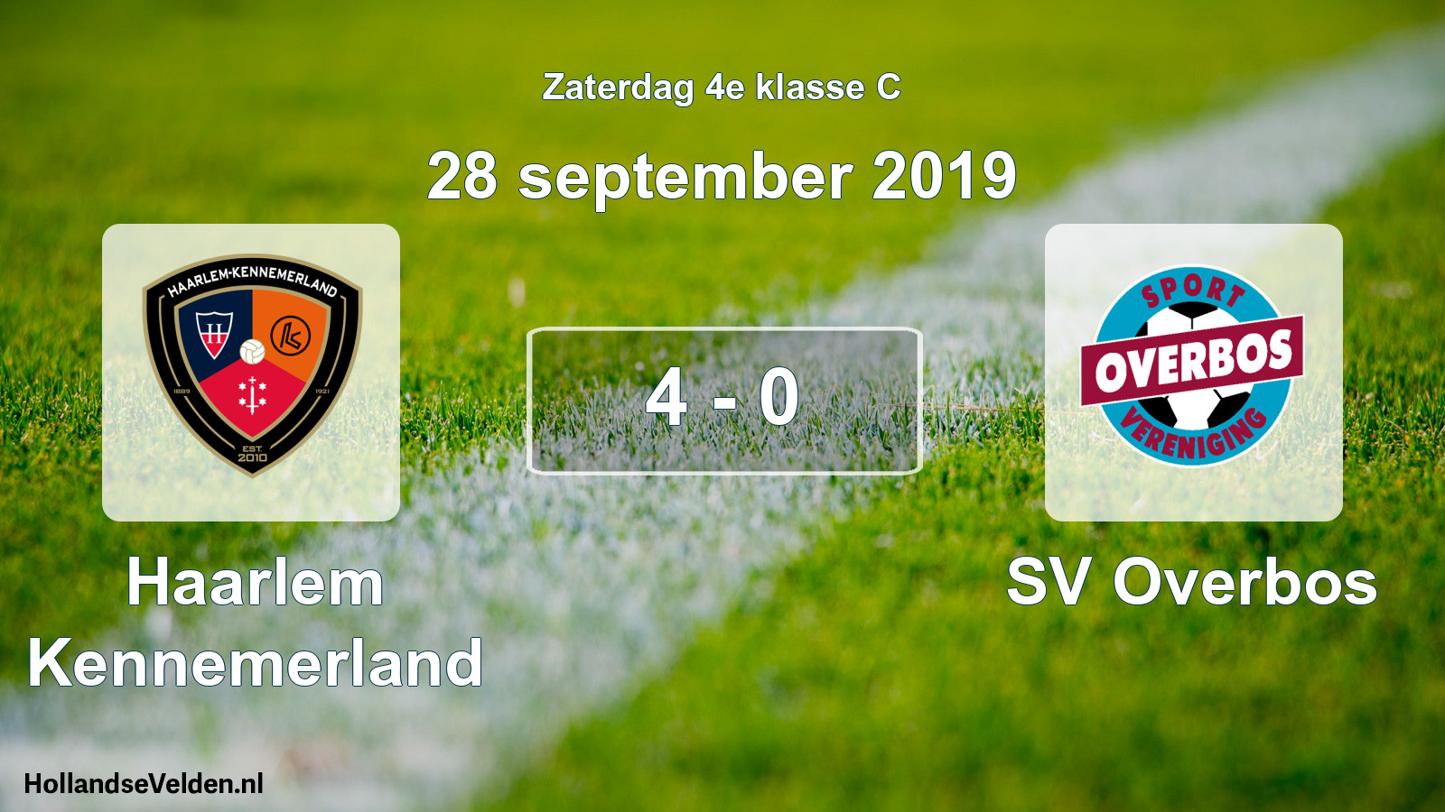 Total number of matches played: Haarlem Kennemerland - SV Overbos 4 - 0 (28 September 2019)