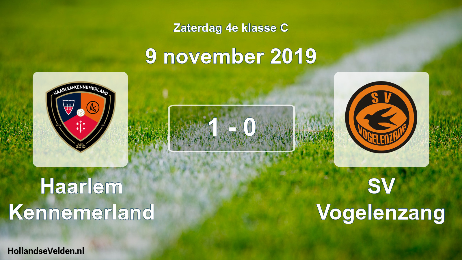Total number of matches played: Haarlem Kennemerland - SV Vogelenzang 1 - 0 (9 November 2019)