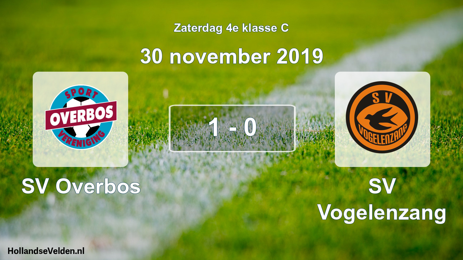 Total number of matches played: SV Overbos - SV Vogelenzang 1 - 0 (30 November 2019)