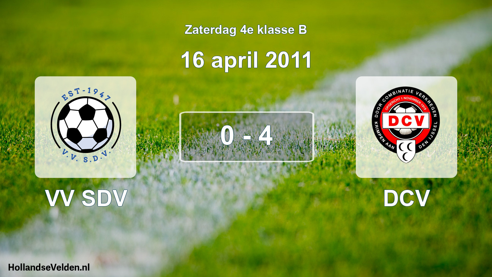 Total number of matches played: VV SDV - DCV 0 - 4 (16 April 2011)