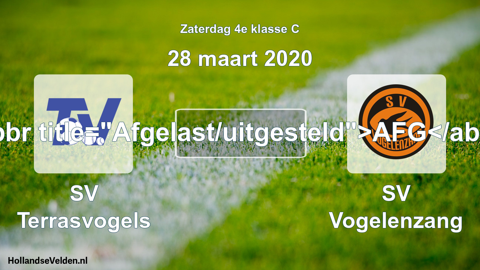 Scheduled Match: SV Terrasvogels - SV Vogelenzang (28 March 2020)