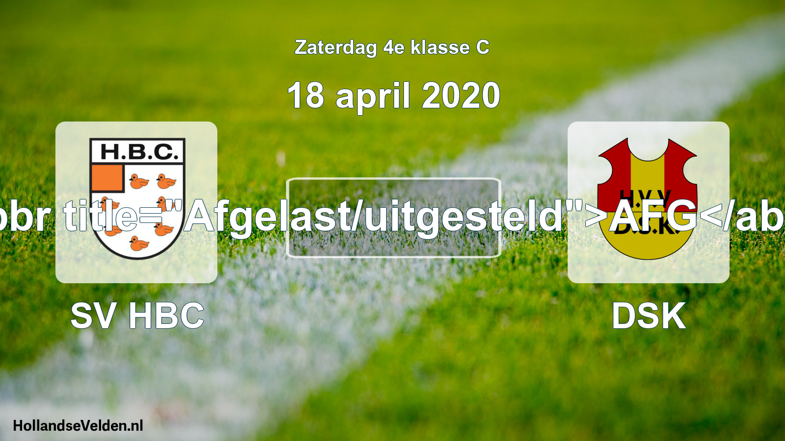 Scheduled Match: SV HBC - DSK (18 April 2020)